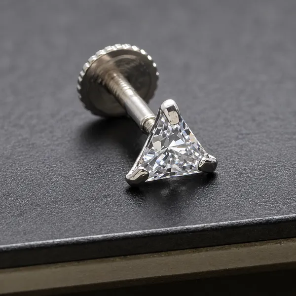 925_Sterling_Silver_Triangle_Cut_Men's_earrings_in_Pair