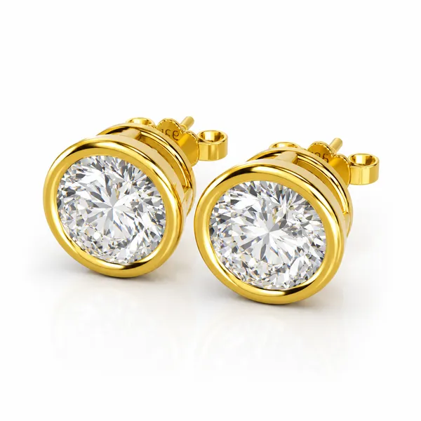 925_Sterling_Silver_With_22k_Gold_Plated_Classic_Solitaire_Men's_Stud_in_Pair