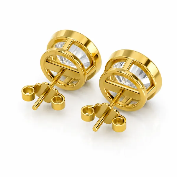 925_Sterling_Silver_With_22k_Gold_Plated_Classic_Solitaire_Men's_Stud_in_Pair