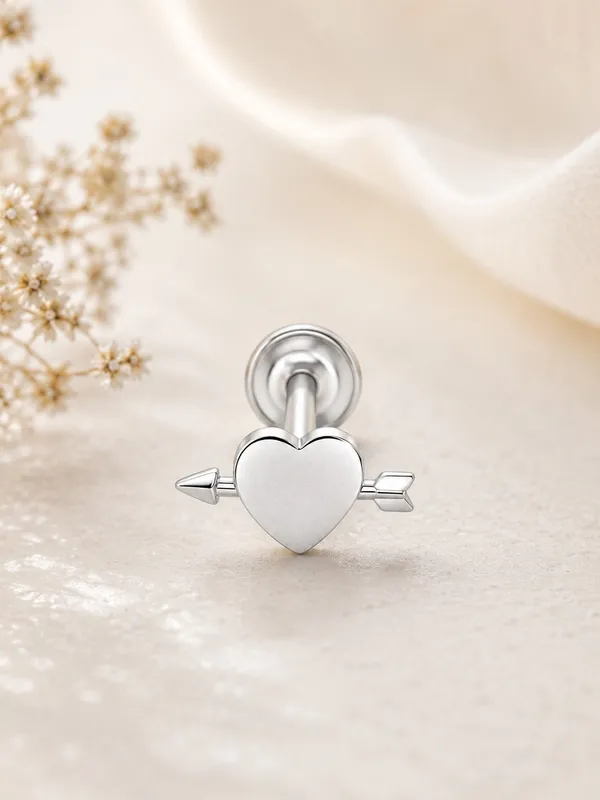 925_Sterling_Silver_Heart_&_Arrow_Stud_For_Men's_|_Romantic_Heart_Design_Stud