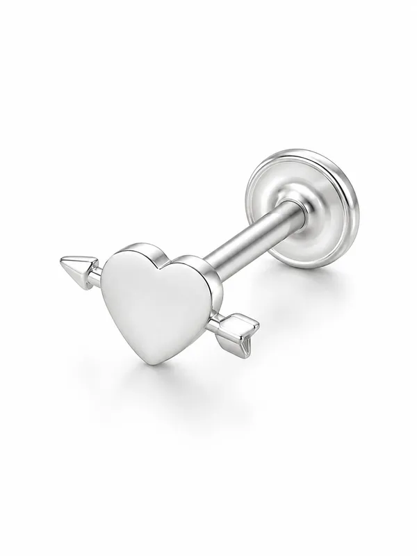 925_Sterling_Silver_Heart_&_Arrow_Stud_For_Men's_|_Romantic_Heart_Design_Stud