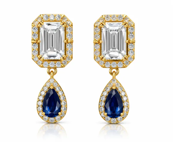 925_Sterling_Silver_Gold-Plated_Sapphire_Drop_Jewellery_Set