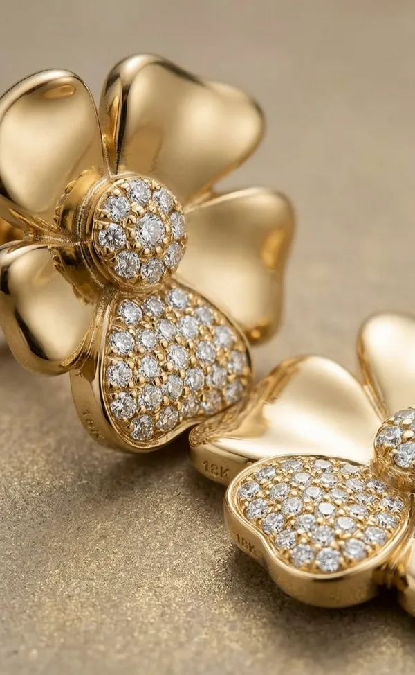 925_Sterling_Silver_22K_Gold-Plated_Aurora_Bloom_Jewellery_Set_(With_Chain)