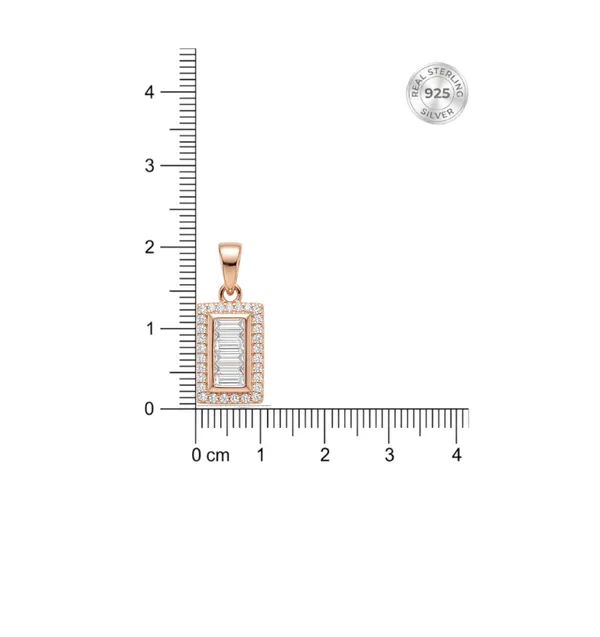 925_Sterling_Silver_Rose_Gold-Plated_Baguette_Zircon_Stud_Jewellery_Set_(With_Chain)