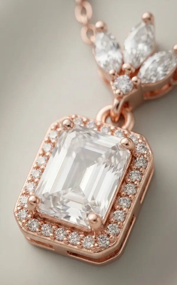 925_Sterling_Silver_Rose_Gold-Plated_Crystal_Drop_Jewellry_Set_(Without_Chain)