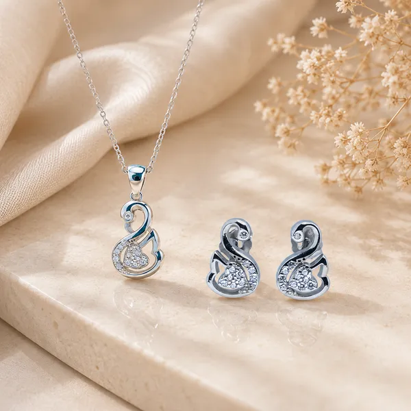 925_Sterling_Silver_Swan_Grace_Pendant_Set_(With_Chain)