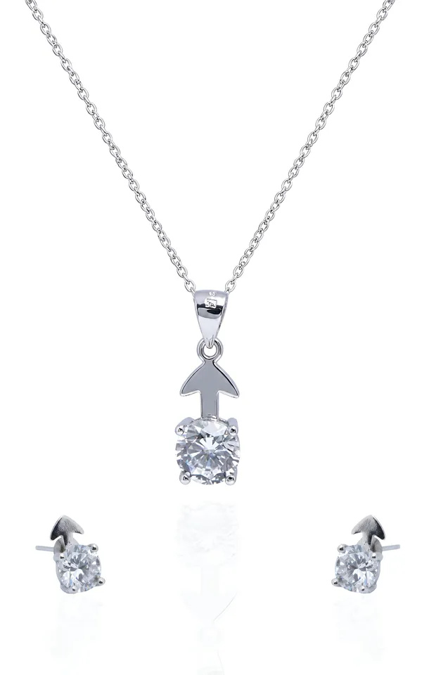 925_Sterling_Silver_Arrow_Spark_Pendant_Set_(With_Chain)