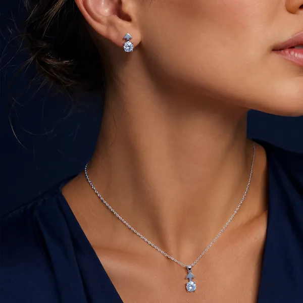 925_Sterling_Silver_Arrow_Spark_Pendant_Set_(With_Chain)
