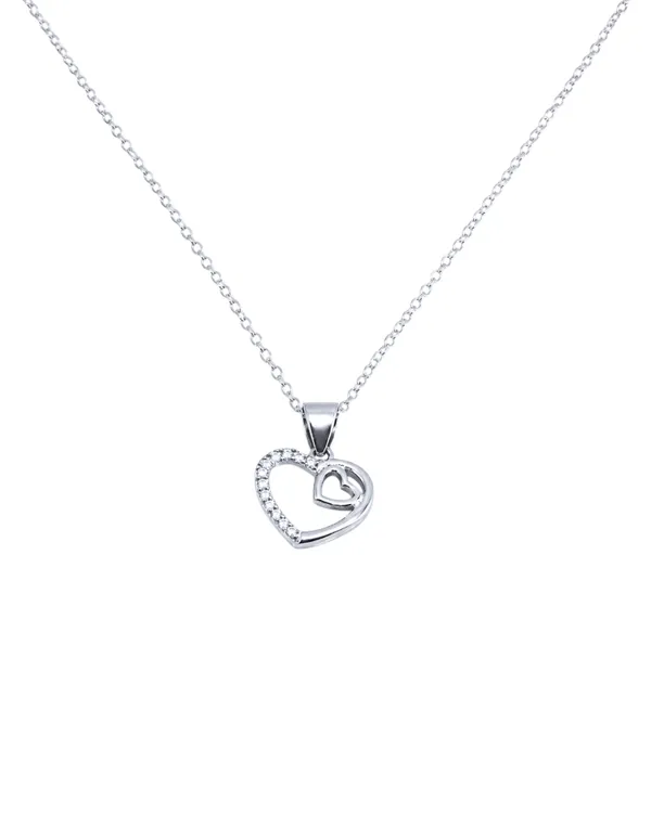 925_Sterling_Silver_Twin_Heart_Spark_Pendant_Set_(Without_Chain)