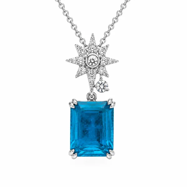 925_Sterling_Silver_Azure_Celestia_Star_Pendant_Set_(With_Chain)