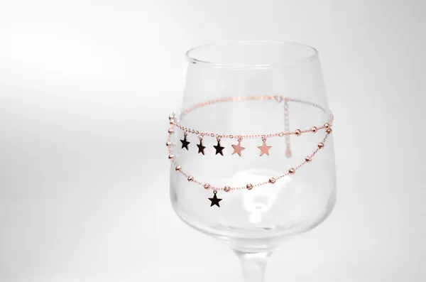 925_Sterling_Silver_With_Rose_Gold_Plated_Layered_Star_Charm_Anklet