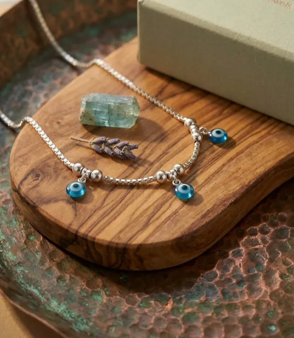 925_Sterling_Silver_Evil_Eye_Beaded_Jewellery_Anklet