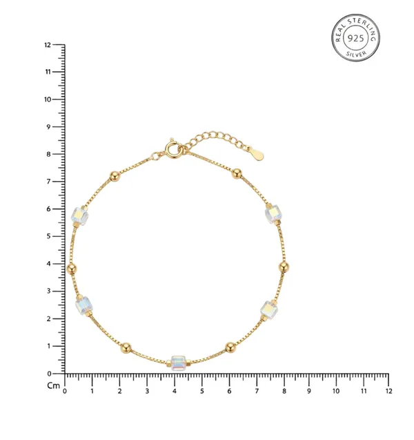 925_Sterling_Silver_With_22K_Gold_Plated_Cubic_Zirconia_Halo_Charm_Anklet