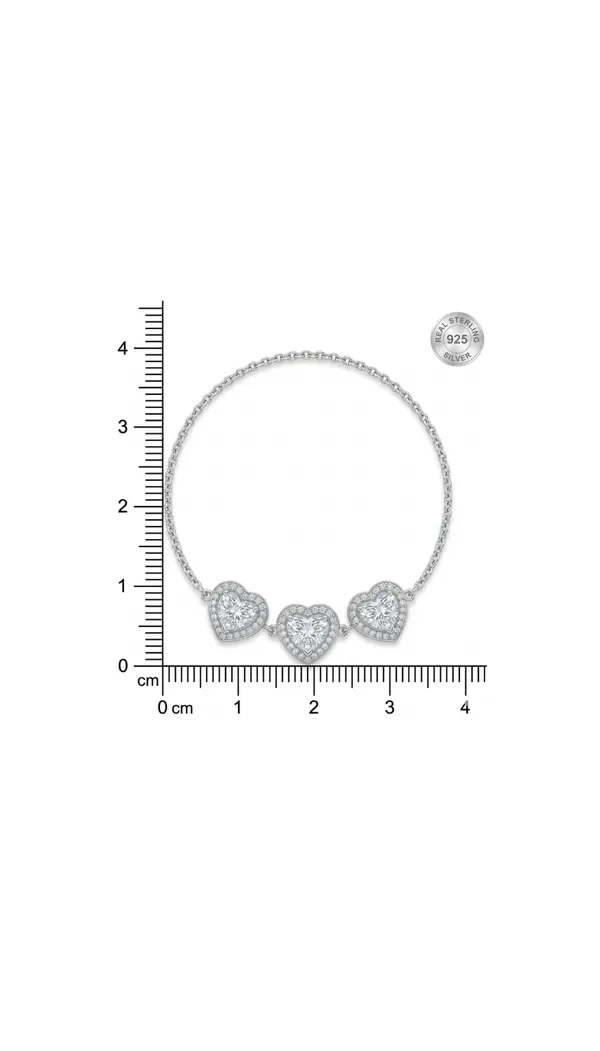 925_Sterling_Silver_Triple_Heart_Halo_Bracelet