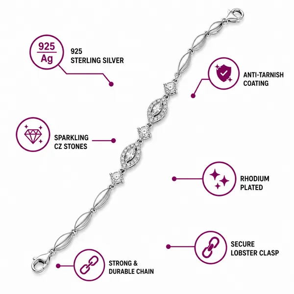 925_Sterling_Silver_Expanded_Oval_Link_Jewellery_Bracelet