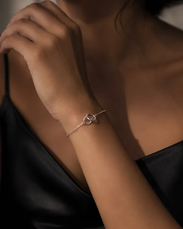 925_Sterling_Silver_love_Interlocking_Circle_Jewellery_Bracelet
