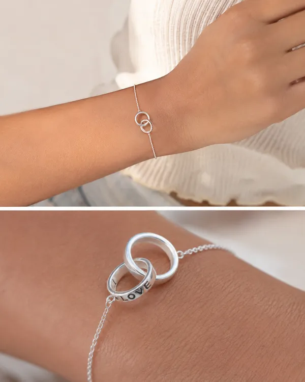925_Sterling_Silver_love_Interlocking_Circle_Jewellery_Bracelet