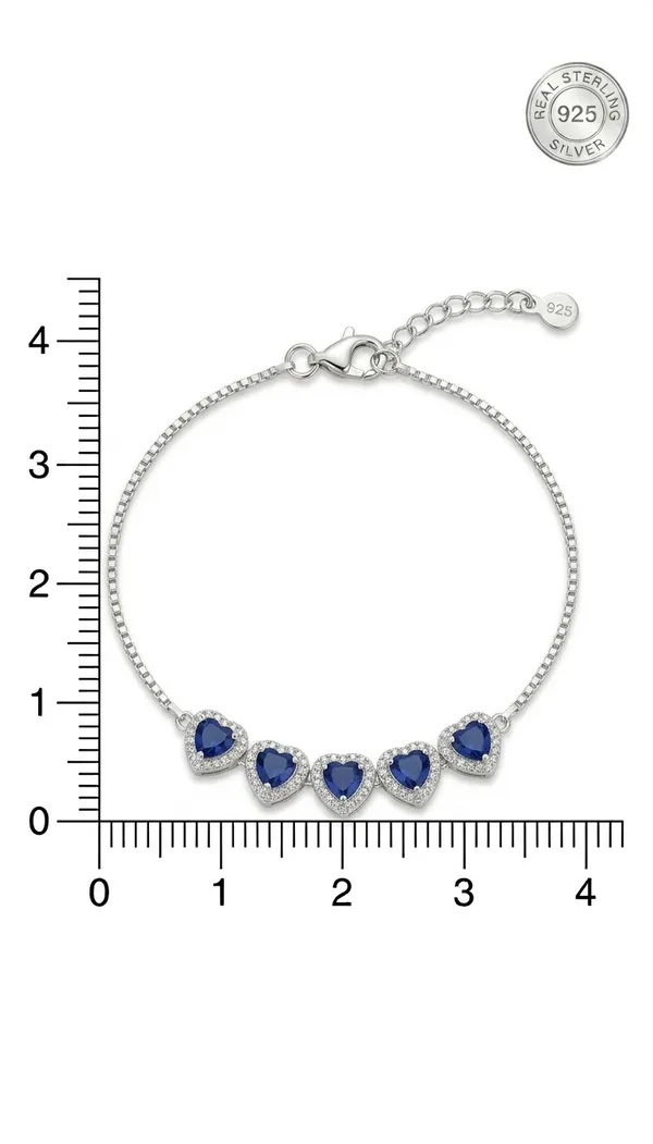 925_Sterling_Silver_5-Blue_Heart_Halo_Bracelet