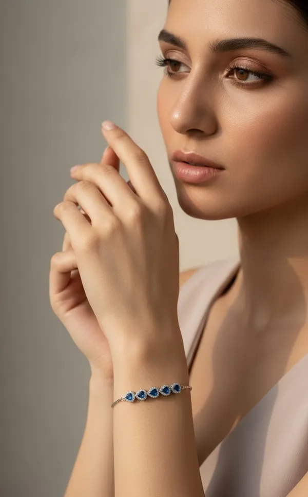 925_Sterling_Silver_5-Blue_Heart_Halo_Bracelet