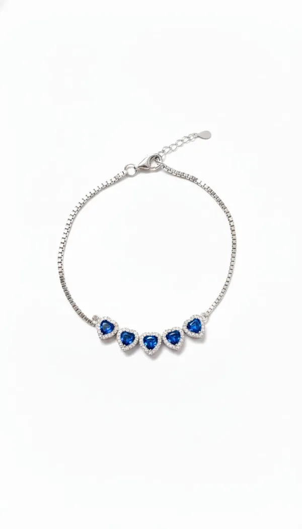 925_Sterling_Silver_5-Blue_Heart_Halo_Bracelet