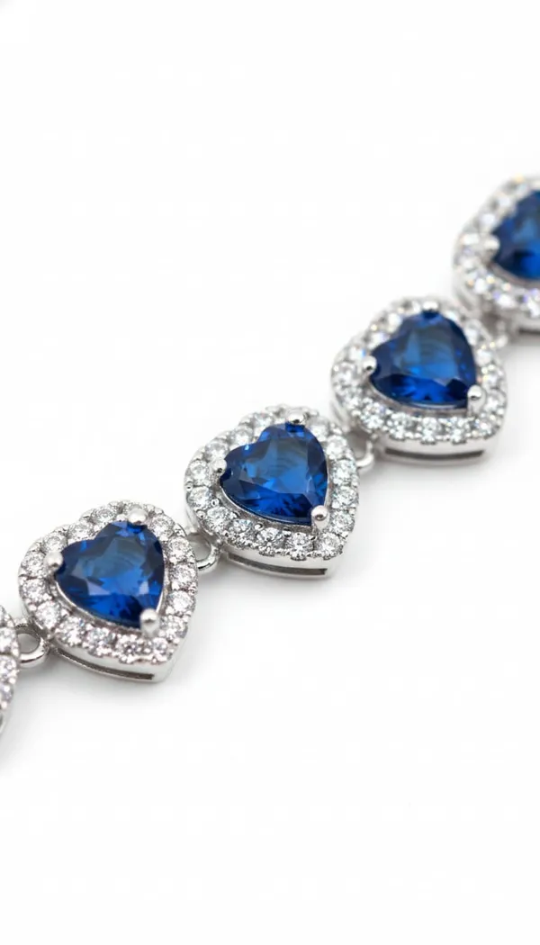 925_Sterling_Silver_5-Blue_Heart_Halo_Bracelet