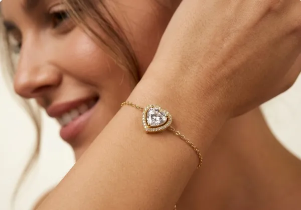 925_Sterling_Silver_With_22k_Gold_Plated_Heart_Solitaire_Bracelet
