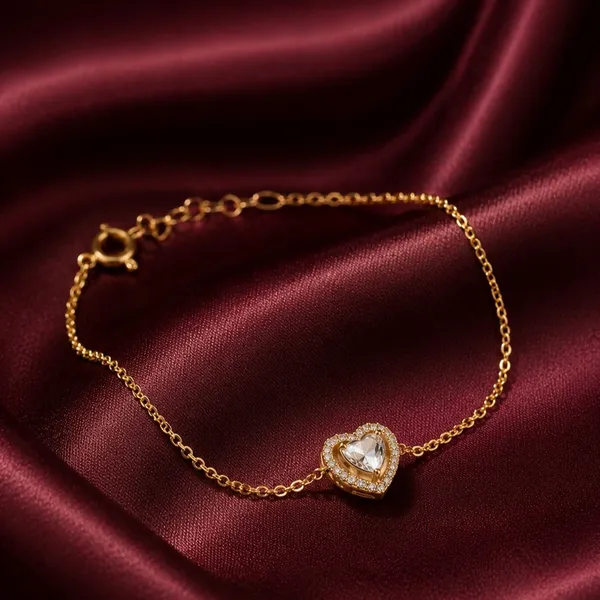 925_Sterling_Silver_With_22k_Gold_Plated_Heart_Solitaire_Bracelet