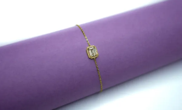 925_Sterling_Silver_With_22K_Gold_Plated_Emerald_Cut_Halo_Bracelet
