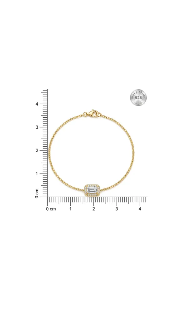 925_Sterling_Silver_With_22K_Gold_Plated_Emerald_Cut_Halo_Bracelet