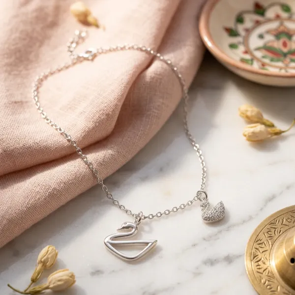 925_Sterling_Silver_Swan_Charm_Bracelet