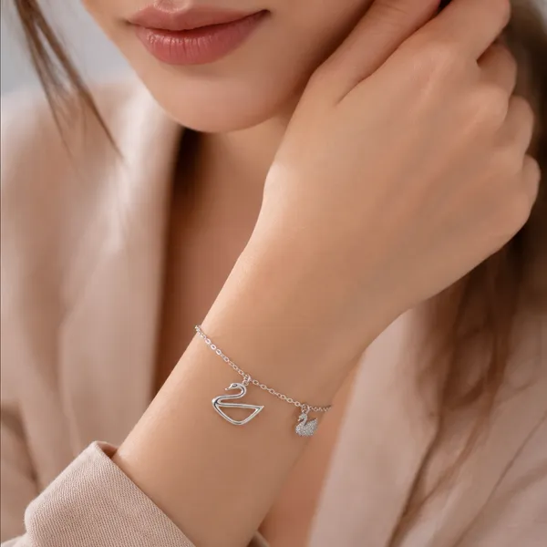 925_Sterling_Silver_Swan_Charm_Bracelet