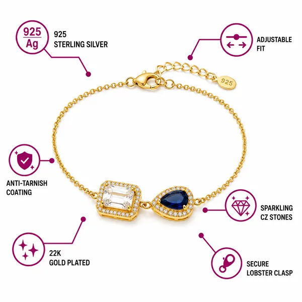 925_Sterling_Silver_Gold_Plated_Dual_Stone_Bracelet