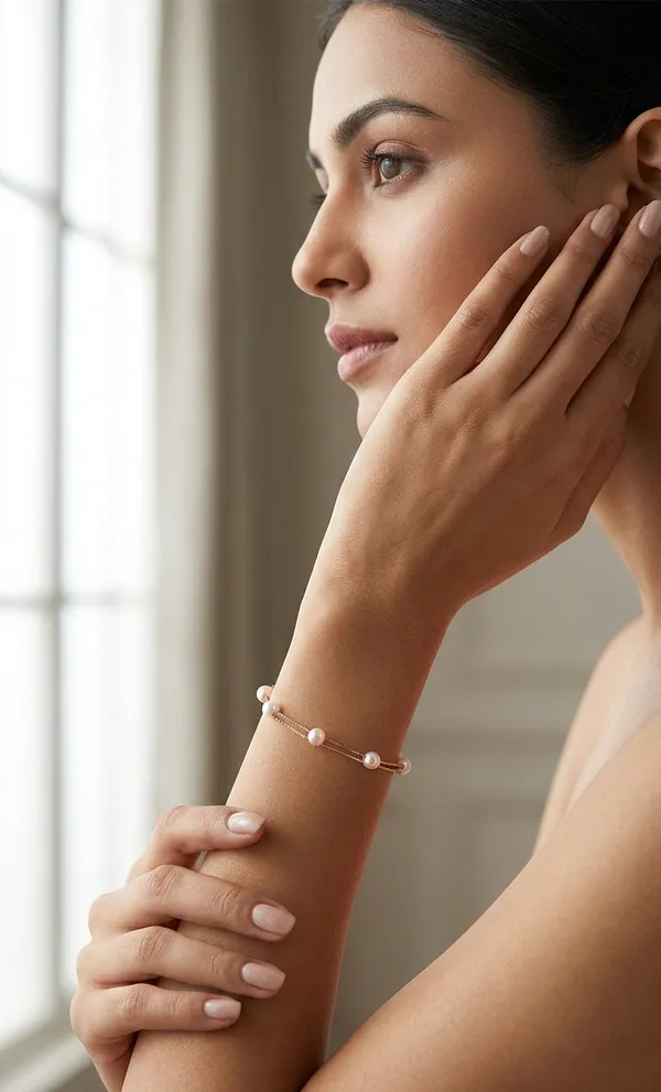 925_Sterling_Silver_Rose_Gold_Plated_Luna_Pearl_Chain_Bracelet_Made