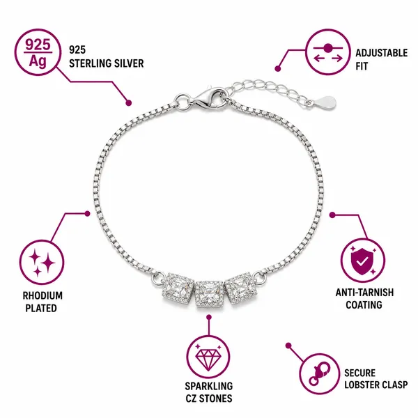 925_Sterling_Silver_Princess_Halo_Bracelet
