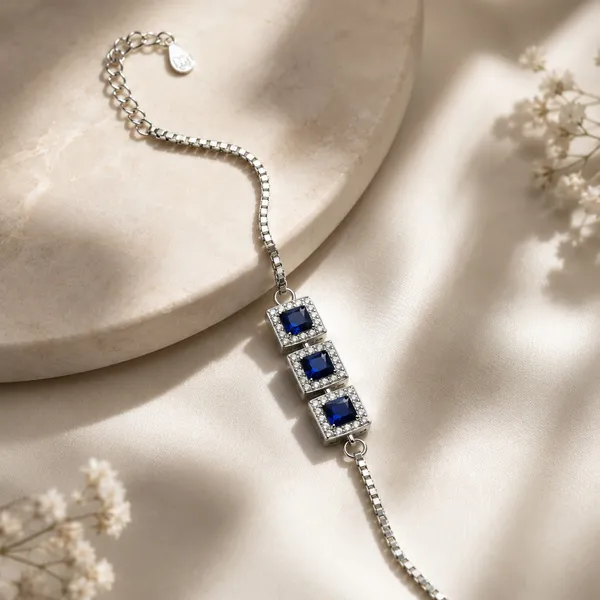 925_Sterling_Silver_Blue_Princess_Halo_Bracelet