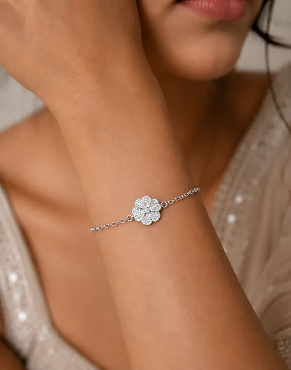 925_Sterling_Silver_Floral_sparkel_925_sterling_silver_Bracelet