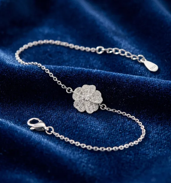 925_Sterling_Silver_Floral_sparkel_925_sterling_silver_Bracelet