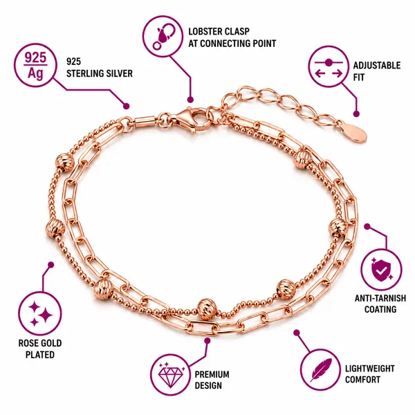925_Sterling_Silver_With_Rose_Gold_Plated_Luxe_Verona_Link_Bracelet