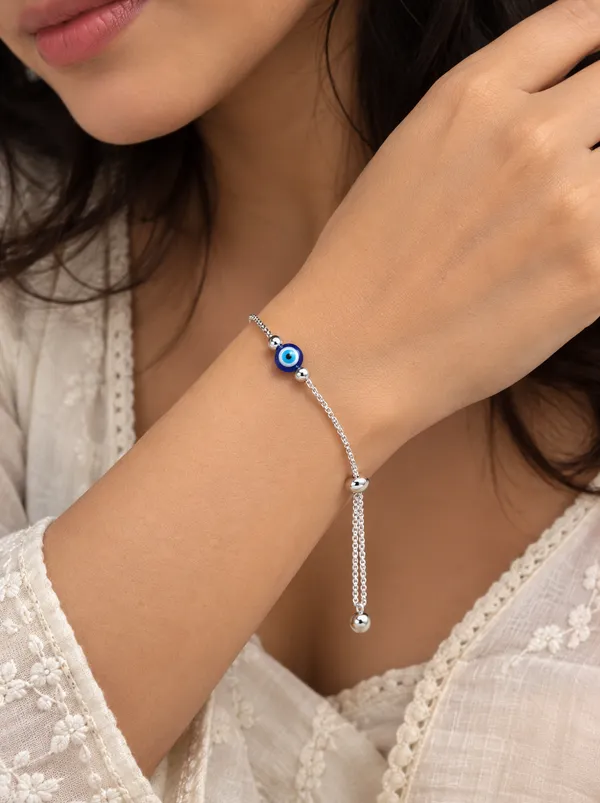 925_Sterling_Silver_Blue_Evil_Eye_Adjustable_Slider_Chain_Bracelet