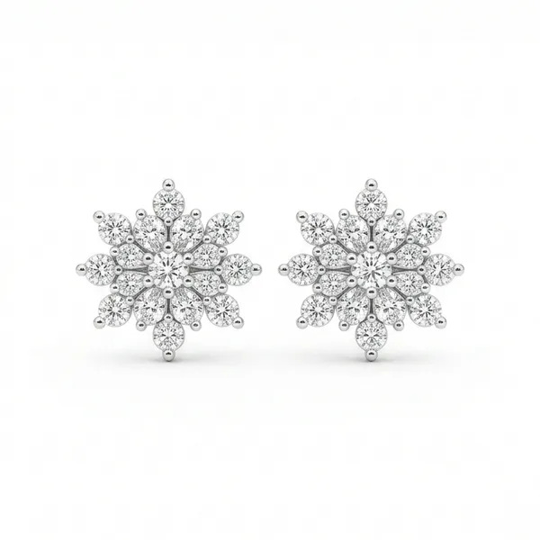 925_Sterling_Silver_Finish_Crystal_Snowflake_Stud_earrings