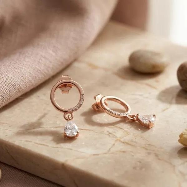 925_Sterling_Silver_With_Rose_Gold_Plated_Finish_Crystal_Drop_Circle_Earrings