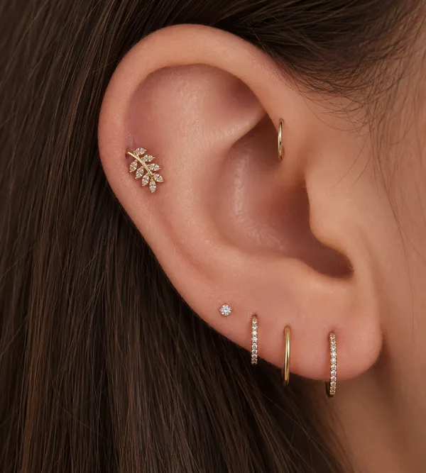 925_Sterling_Silver_Rose_Gold_Plated_Finish_Crystal_Leaf_Stud_Bugadi