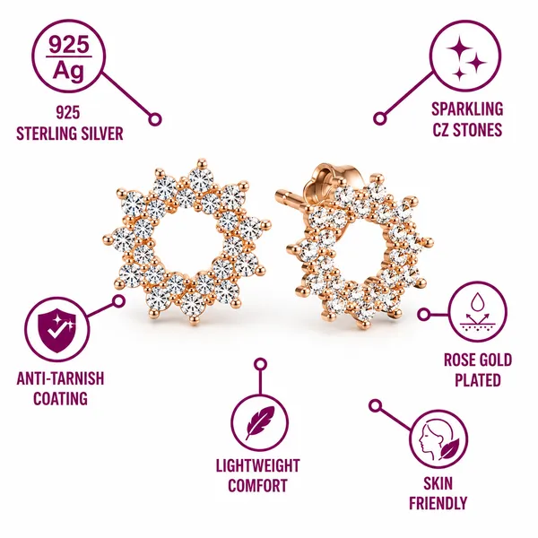 925_Sterling_Silver_Rose_Gold_Plated_Floral_Diamond_earrings