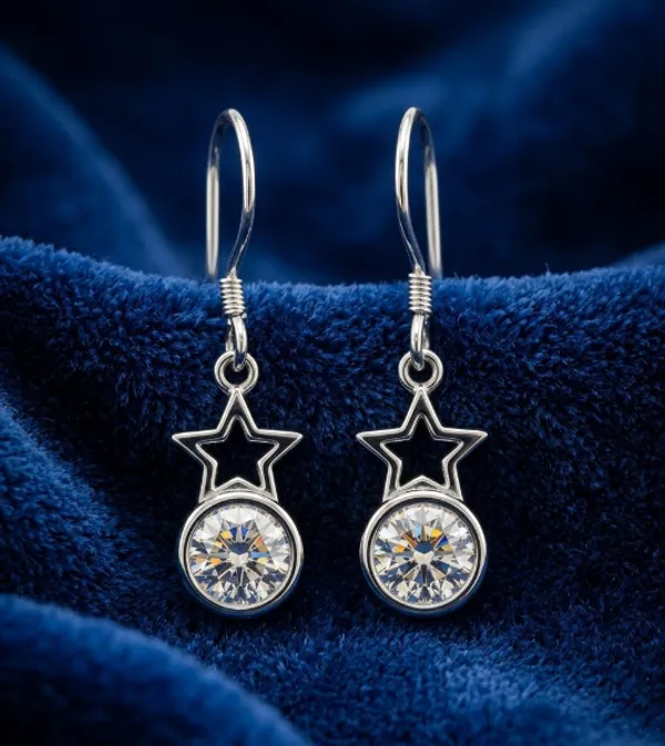 925_Sterling_Silver_Star_&_Circle_Crystal_Jewellery_Earrings