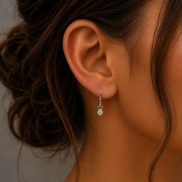 925_Sterling_Silver_Star_&_Circle_Crystal_Jewellery_Earrings