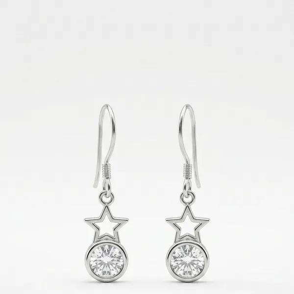 925_Sterling_Silver_Star_&_Circle_Crystal_Jewellery_Earrings