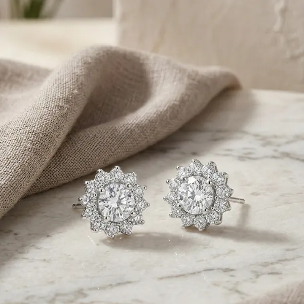 925_Sterling_Silver_Floral_Cluster_CZ_Jewellery_Earrings