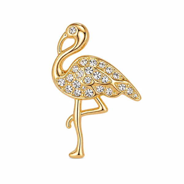 925_Sterling_Silver_Gold_Plated_Flamingo_CZ_Stud_Earrings