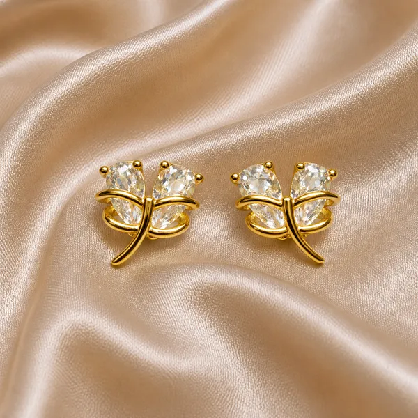 925_Sterling_Silver_Gold_Plated_Butterfly_CZ_Stud_Earrings