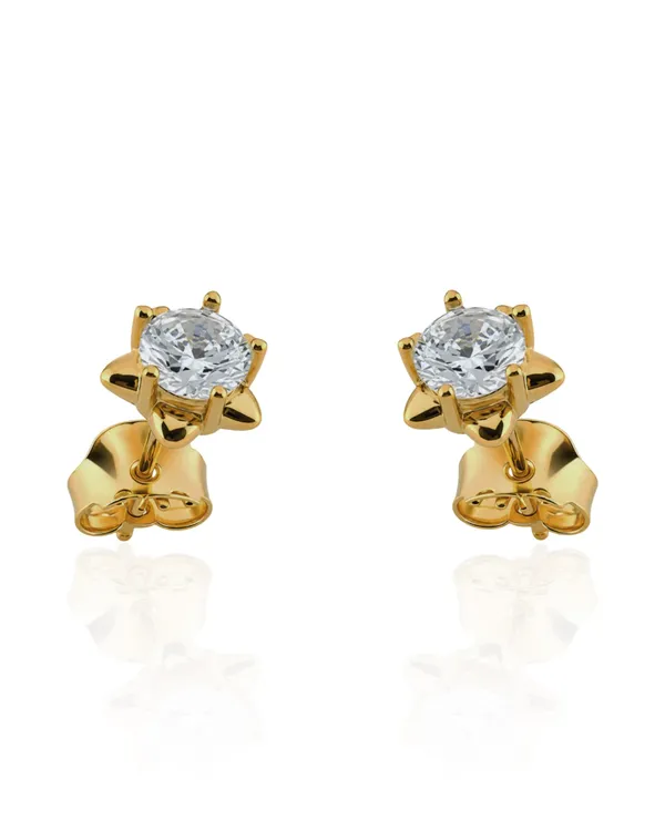 925_Sterling_Silver_Gold_Plated_Star_Solitaire_Stud_Earrings